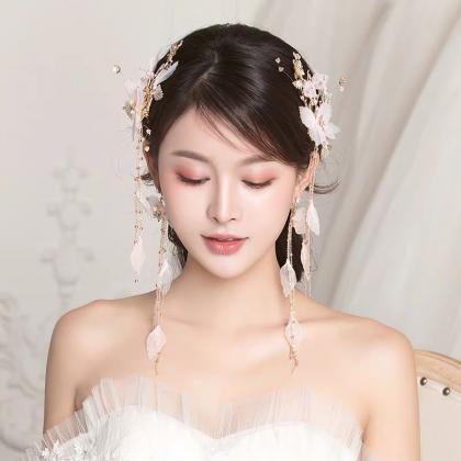 Handmade Pearl Hair Comb Gold Wired Bridal..