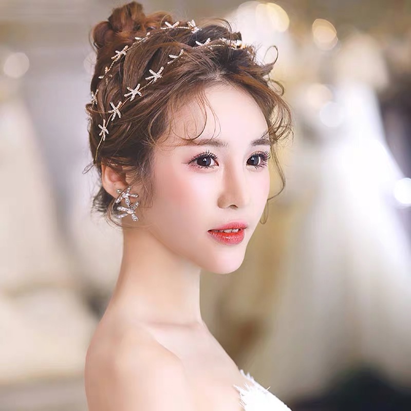 Wedding Headband,rose Gold Wedding Tiara Crystal Bridal Headband,vintage Style Bridal Hair Band,wedding Crown Tiara Bridal Hair Jewelry,earring